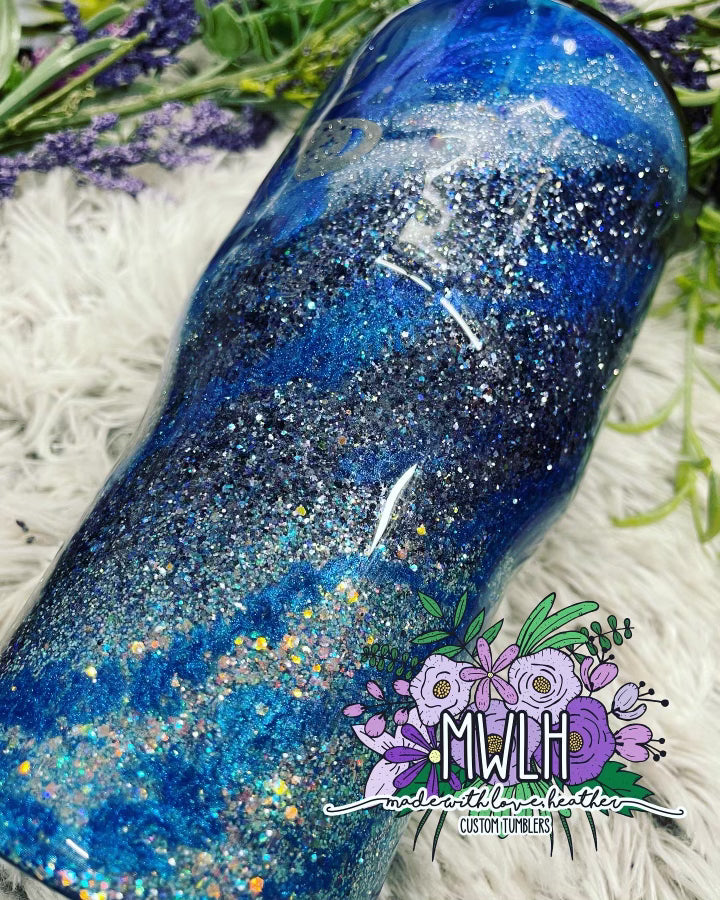 VDAY RTS - 30 oz Mystic Moth Blue Glitter Tumbler