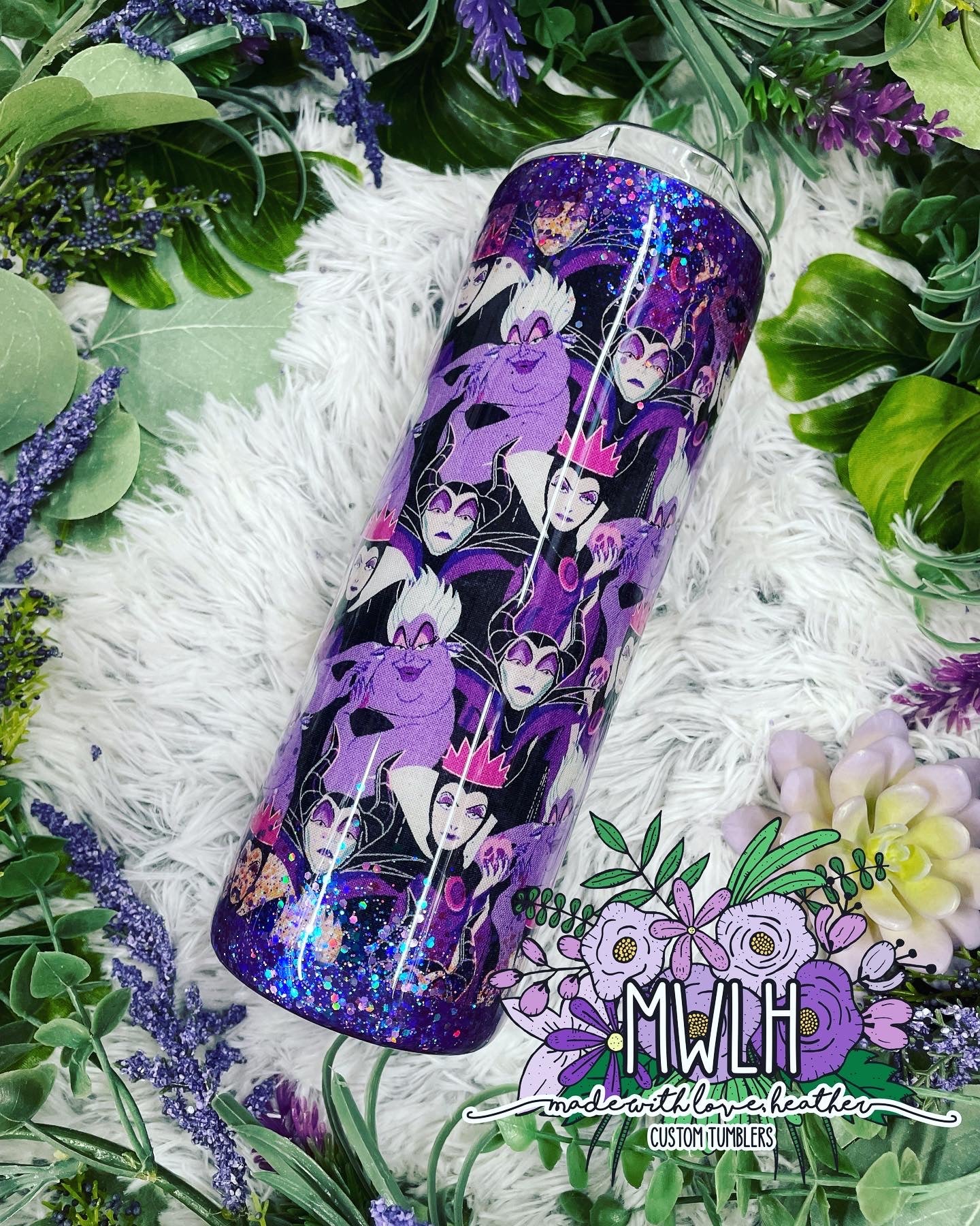 RTS - 20 oz Skinny Villain Fabric Glitter Tumbler