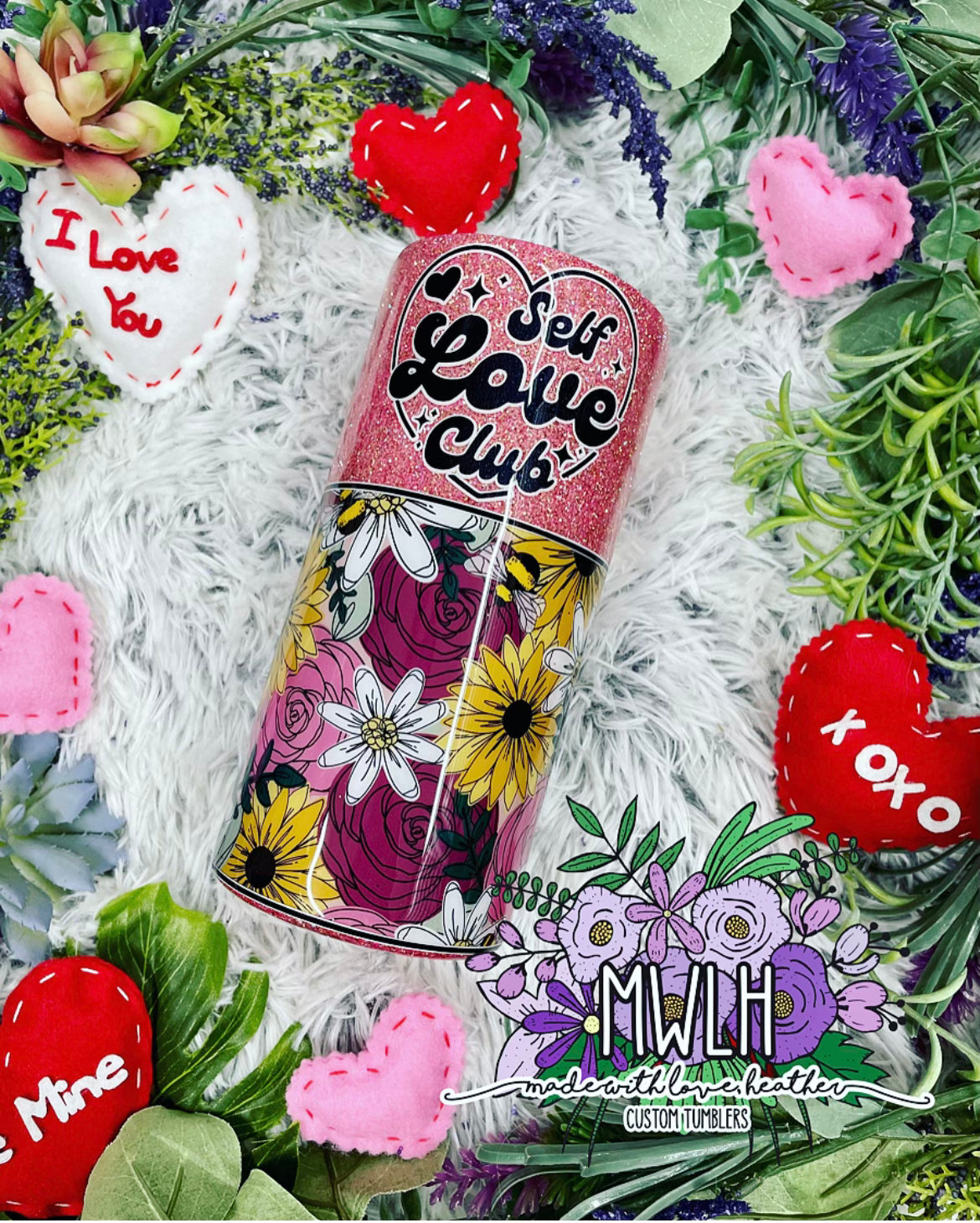 VDAY RTS - 22 oz 'Self Love Club' Floral Fatty Tumbler