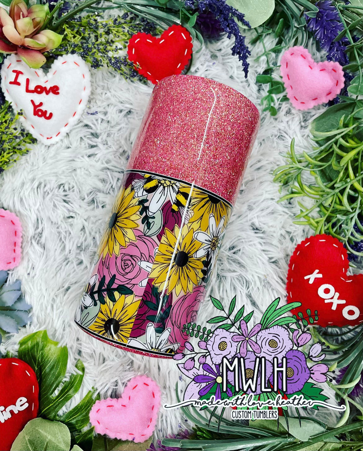 VDAY RTS - 22 oz 'Self Love Club' Floral Fatty Tumbler