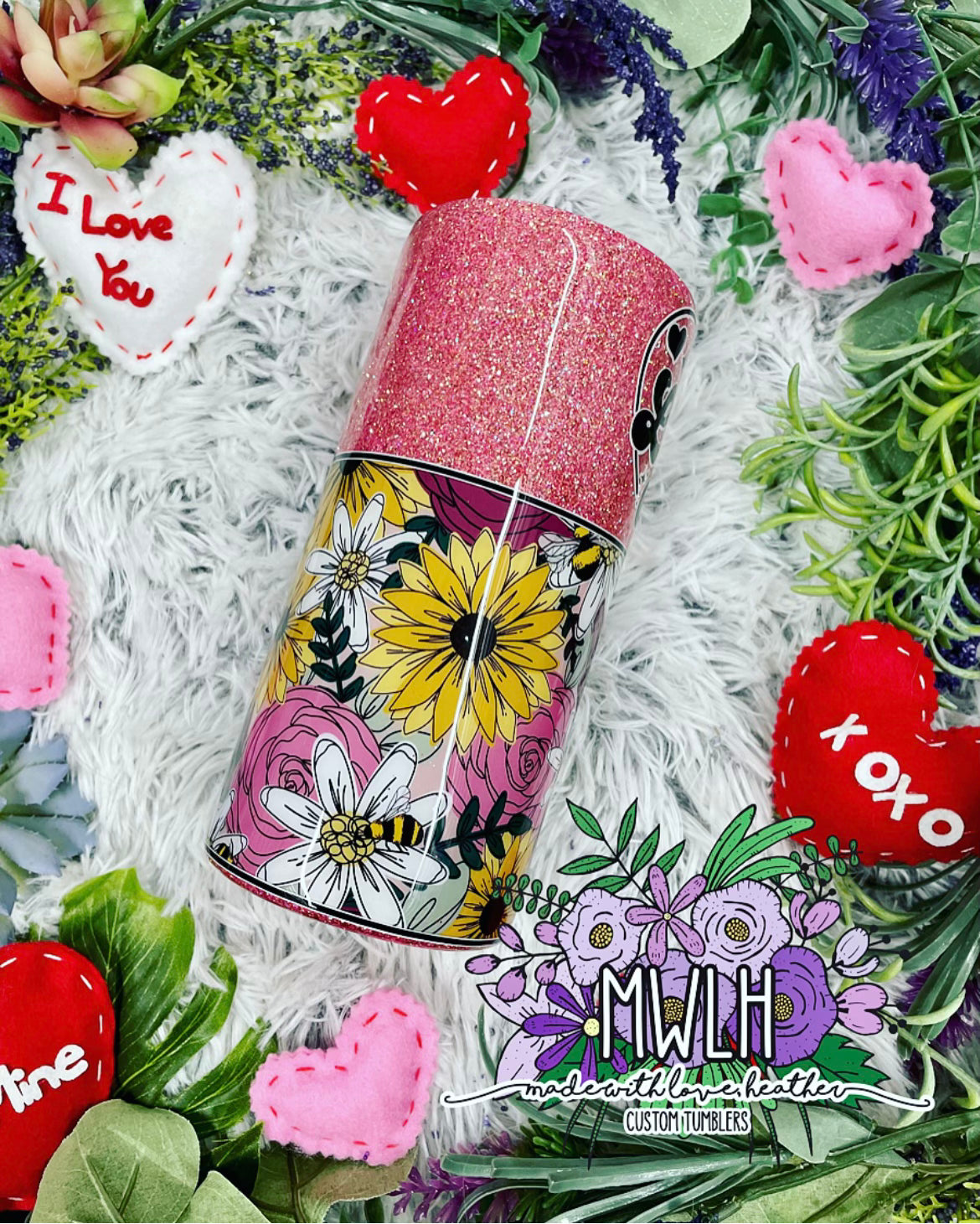 VDAY RTS - 22 oz 'Self Love Club' Floral Fatty Tumbler