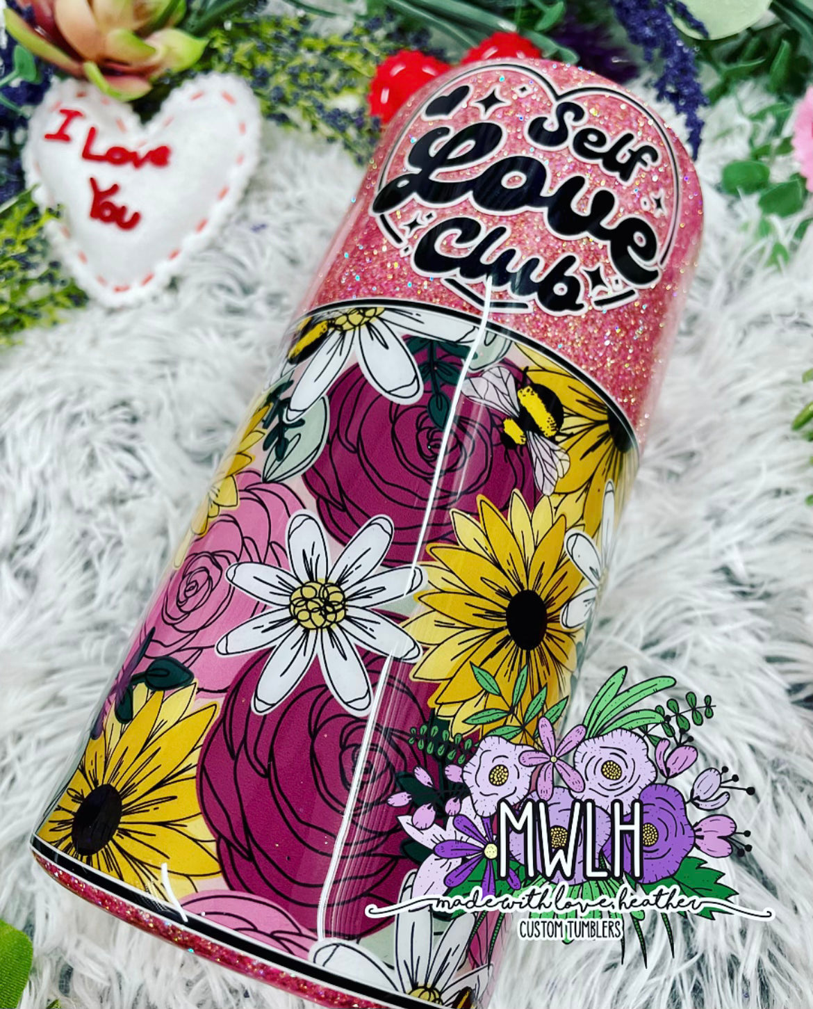 VDAY RTS - 22 oz 'Self Love Club' Floral Fatty Tumbler