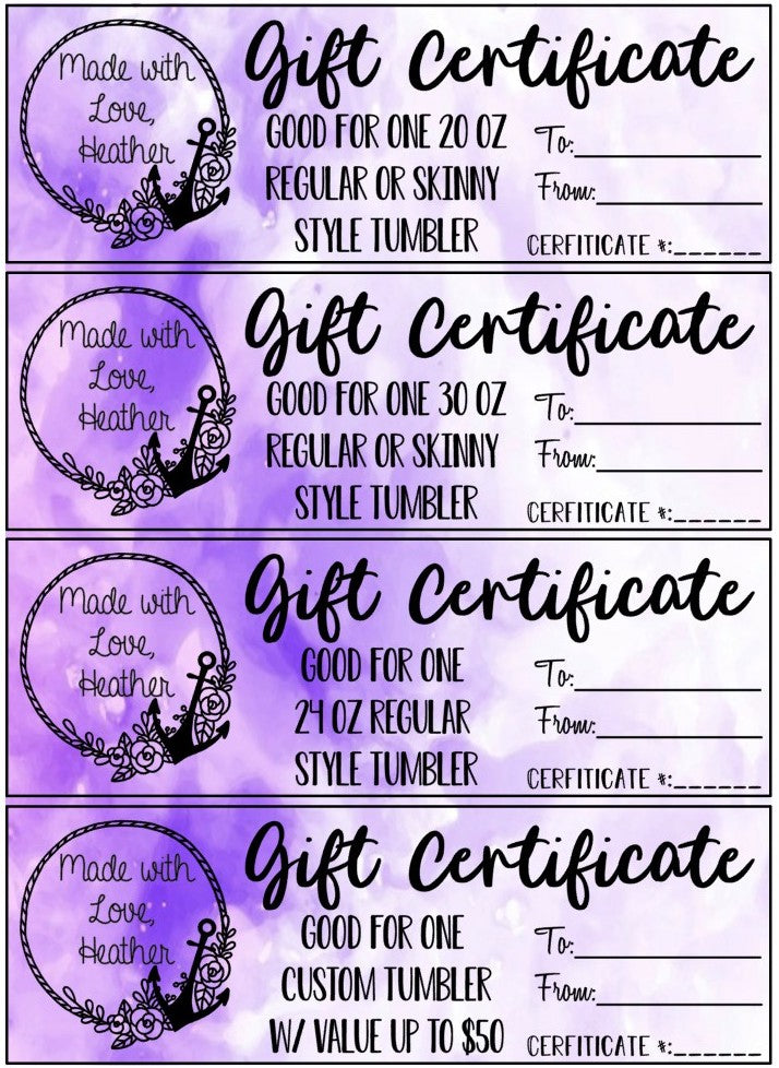 Made with Love, Heather Gift Card