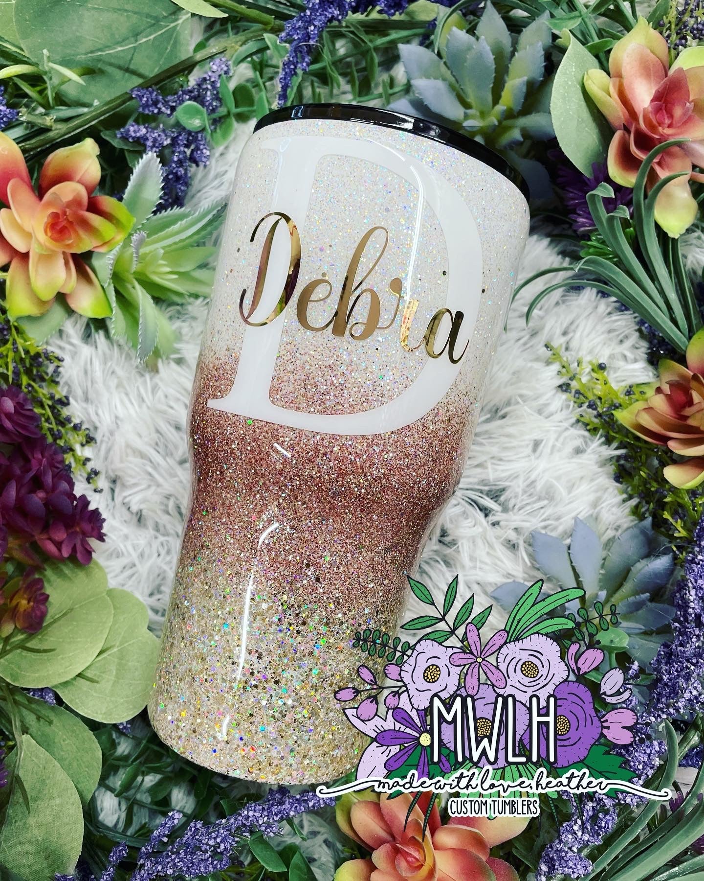 Custom - Opal Rose Gold Ombré Glitter Tumbler