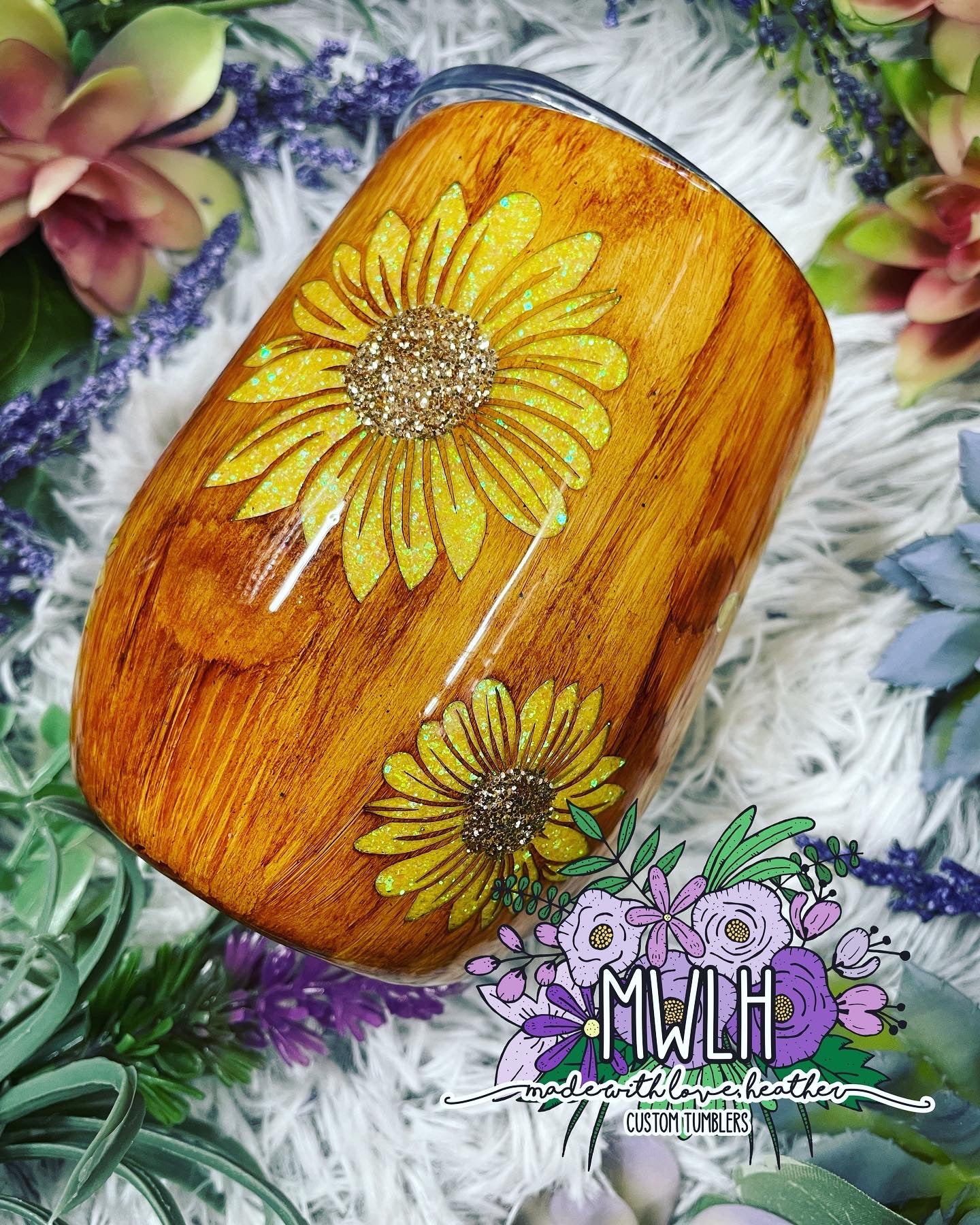 Made to Order - Sunflower Woodgrain Tumbler