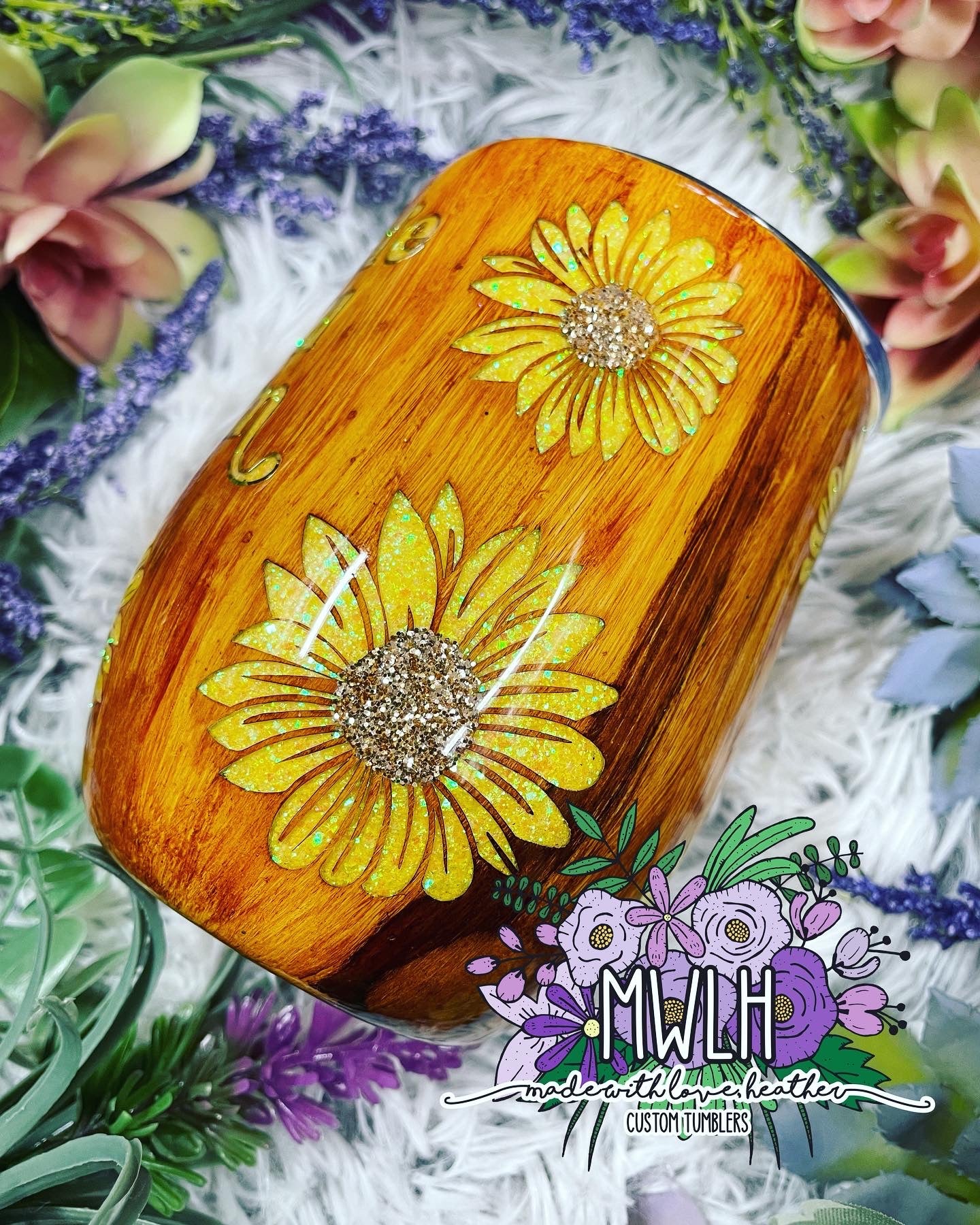 Made to Order - Sunflower Woodgrain Tumbler