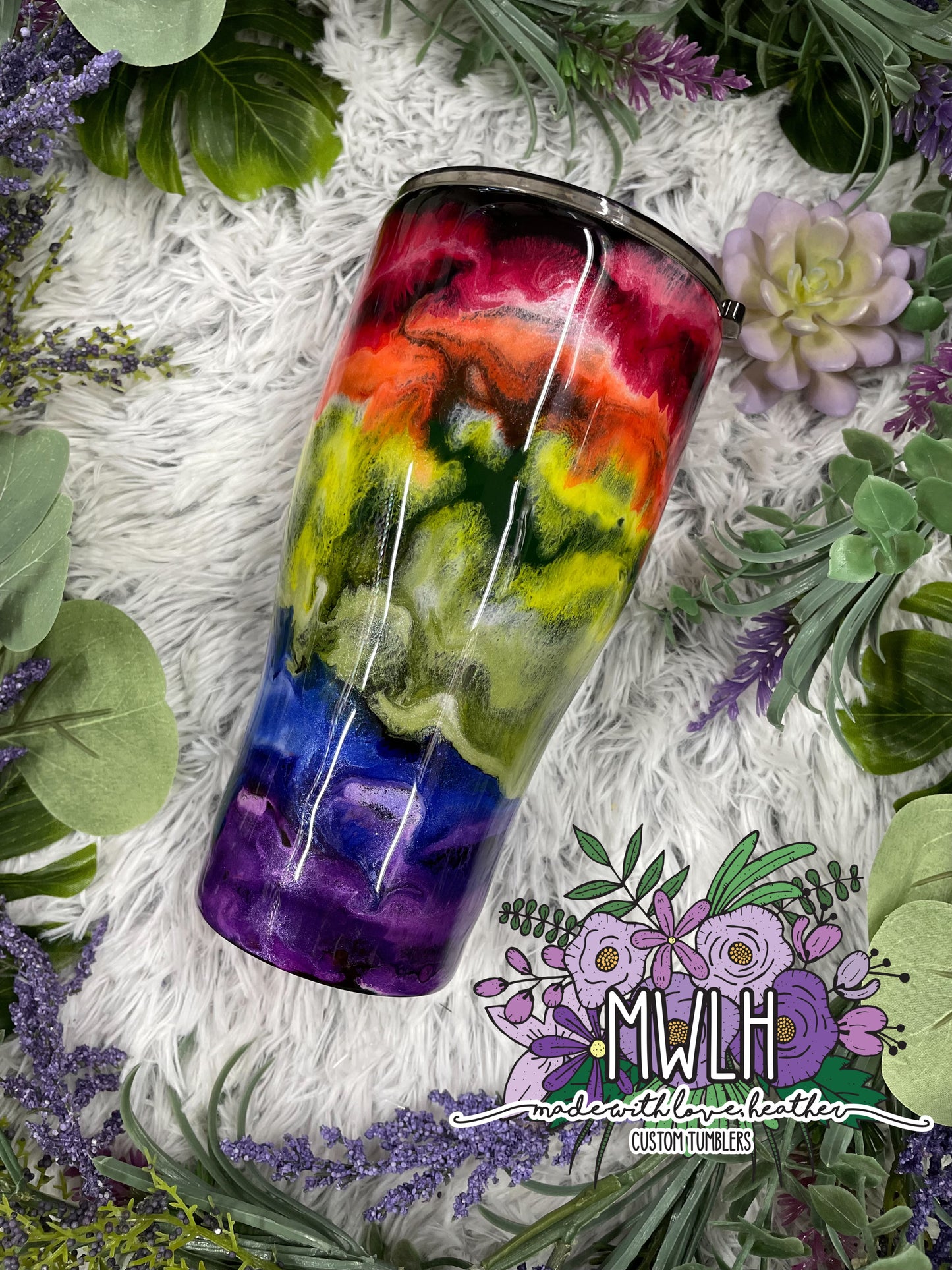 Custom - Non-Glitter Rainbow Inks Tumbler