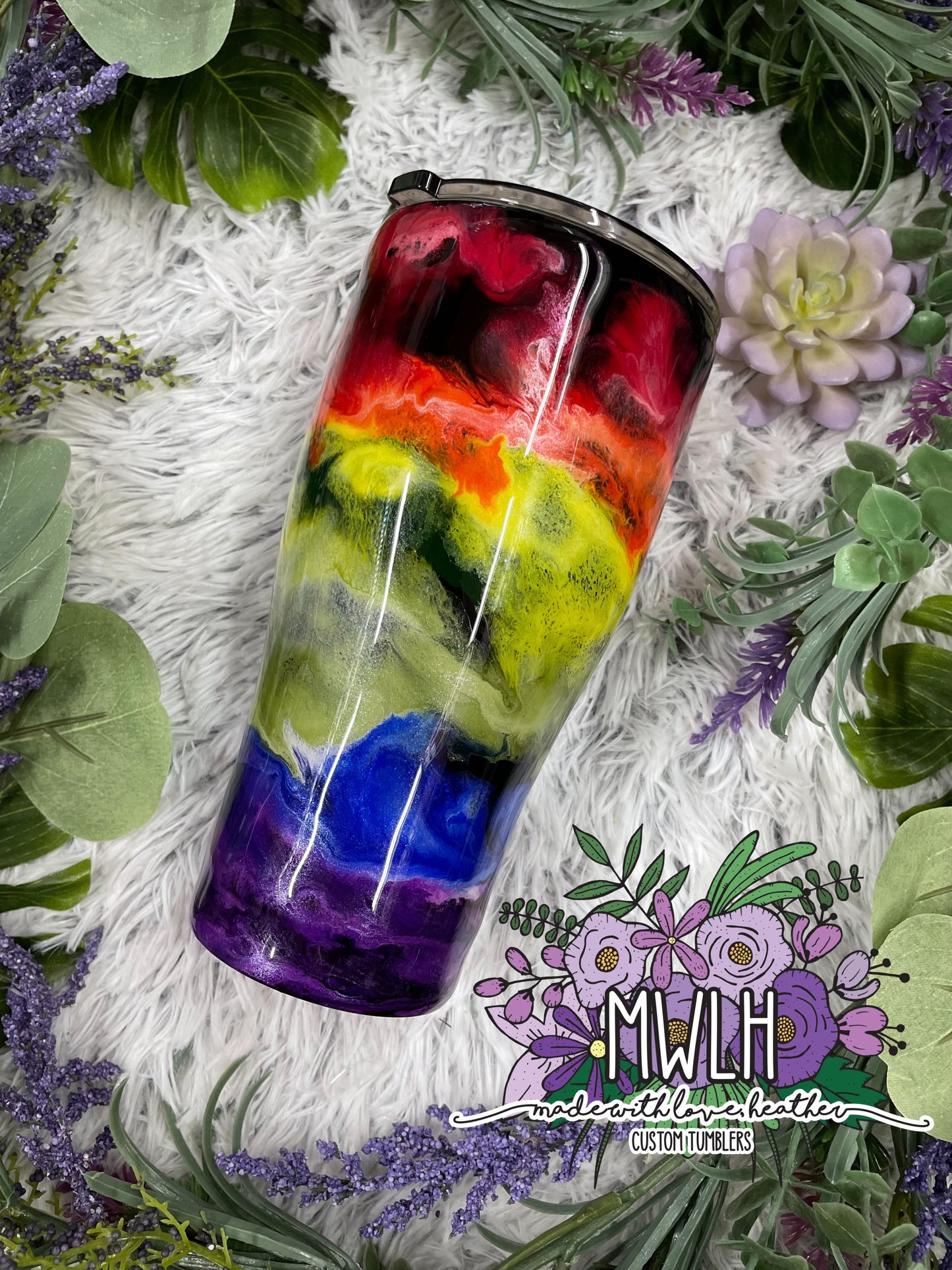 Custom - Non-Glitter Rainbow Inks Tumbler