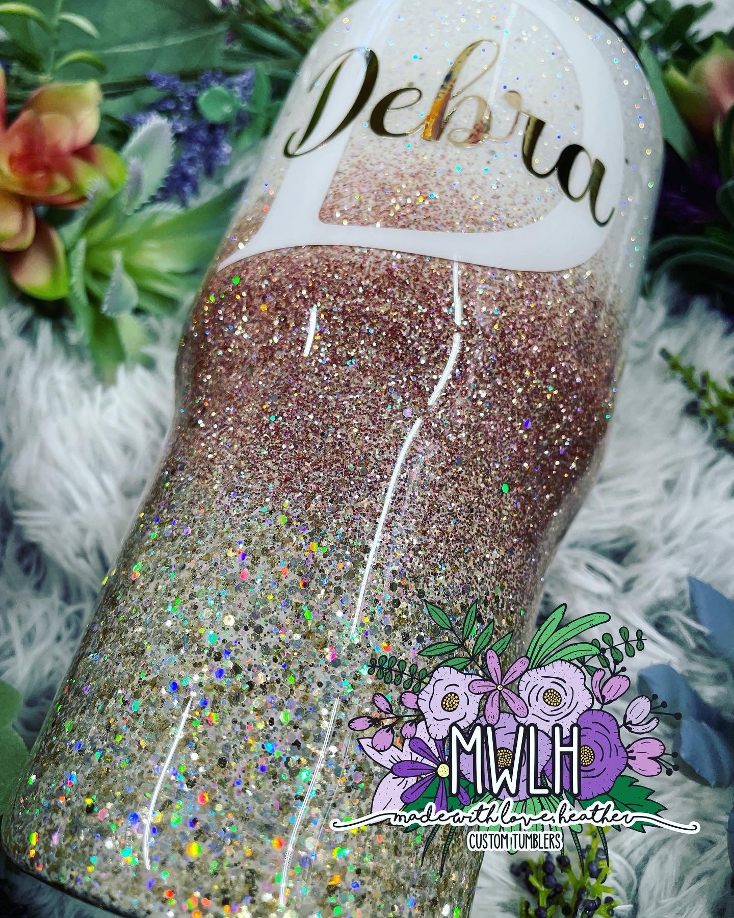 Custom - Opal Rose Gold Ombré Glitter Tumbler