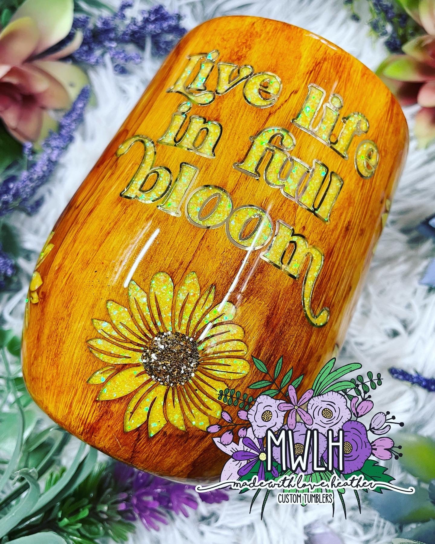 Made to Order - Sunflower Woodgrain Tumbler