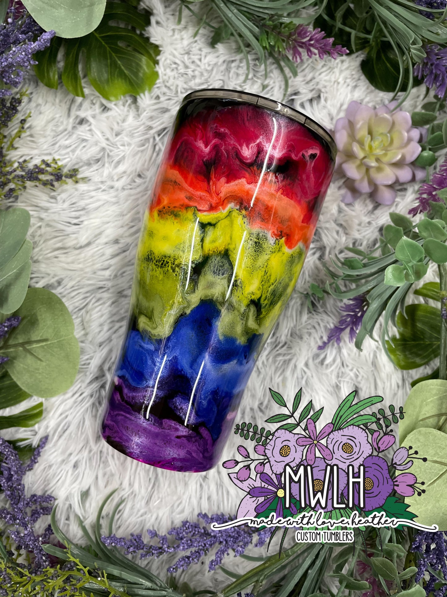 Custom - Non-Glitter Rainbow Inks Tumbler