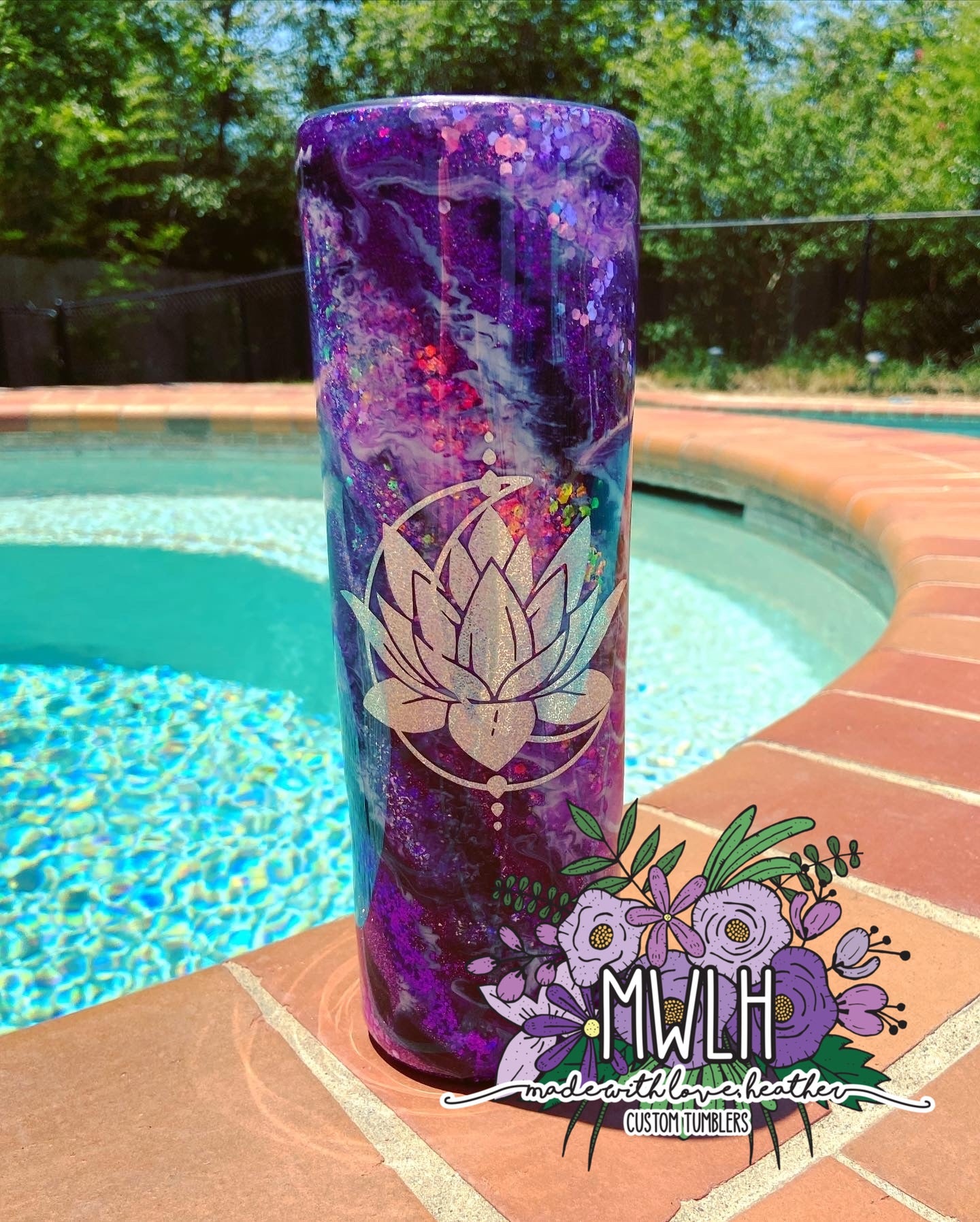 Purple and Green Heart Milky Way 20 oz Tumbler, To Go Cup with Lid