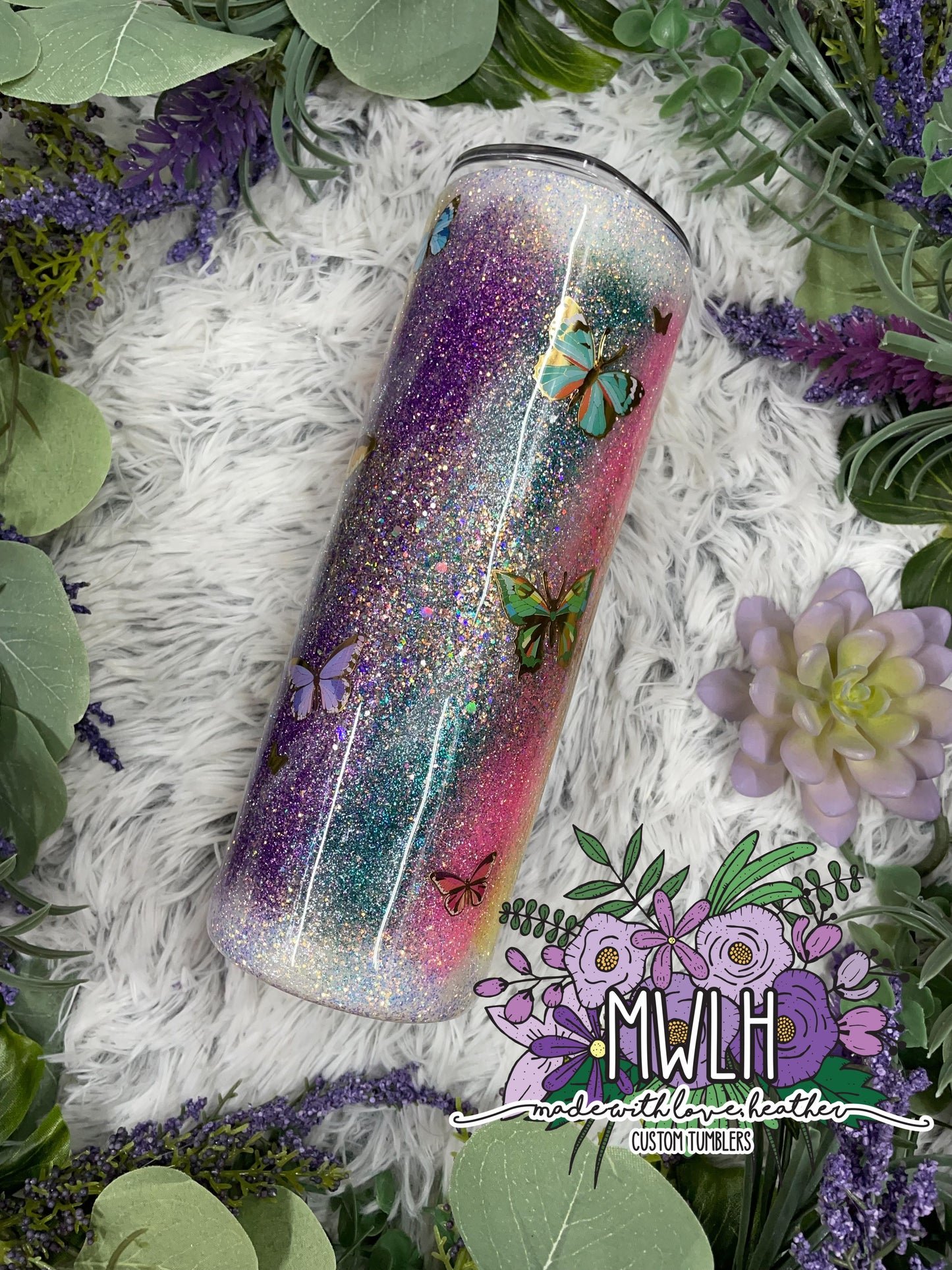 RTS - 20 oz Butterfly Multicolored Skinny Tumbler